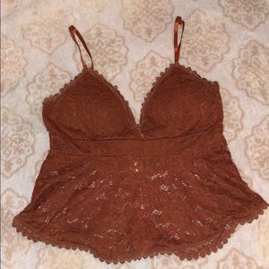 Cute dark orange party lace shirt 🤗